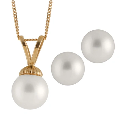 Bella Pearl 14k Gold Sliding Freshwater Pearl Pendant And Earring Set In Gold Tone