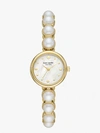 Kate Spade Monroe Gold-tone Stainless Steel & Faux Pearl Bracelet Watch 24mm In White