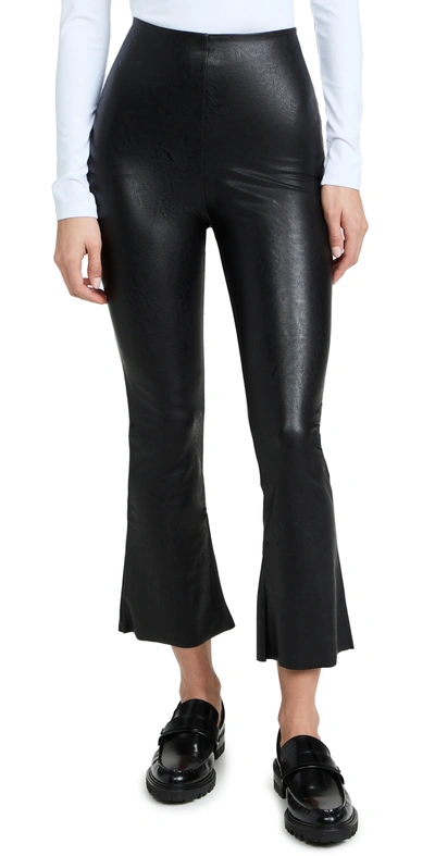 Commando Cropped Flared High-rise Faux-leather Trousers In Black