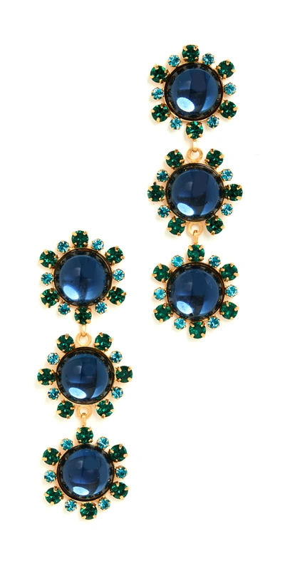 Elizabeth Cole Evelyn Earrings In Emerald Navy