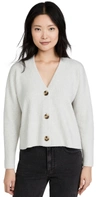 Madewell Cameron Cropped V Neck Cardigan In Heather Smoke