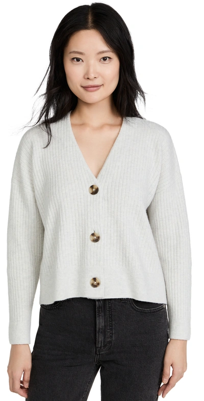 Madewell Cameron Cropped V Neck Cardigan In Heather Smoke
