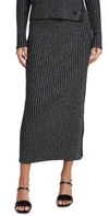 Tory Burch Black Metallic-weave Wool-blend Midi Skirt In Black