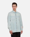Golden Goose Golden Collection Bleached Denim Shirt In Azure