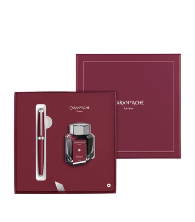 Caran D'ache Léman Bordeaux Fountain Pen Gift Set In Burgundy