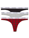 Calvin Klein Carousel Thong 3-pack In Black,grey,plaid