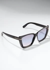 Tom Ford Scarlet Square Injection Plastic Sunglasses In Black/blue