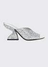Ferragamo Sandu 85 Glitter-finished Leather Mules In Argento 01