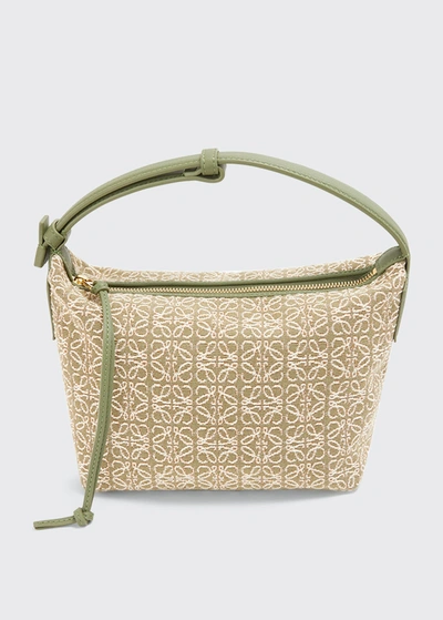 Loewe Cubi Anagram Jacquard Small Top Handle Bag In Green