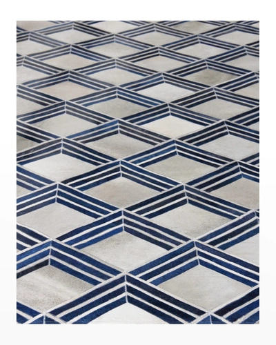 Exquisite Rugs Costilla Hair On Hide Rug, 5' X 8' In Navy/ivory