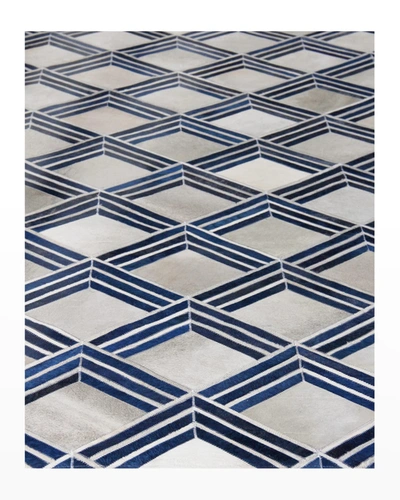 Exquisite Rugs Costilla Hair On Hide Rug, 8' X 11' In Navy/ivory