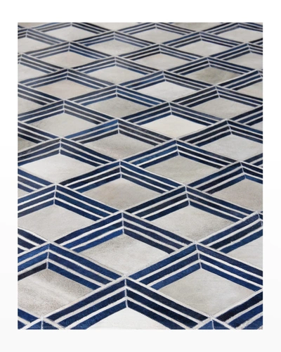 Exquisite Rugs Costilla Hair On Hide Rug, 10' X 14' In Navy/ivory