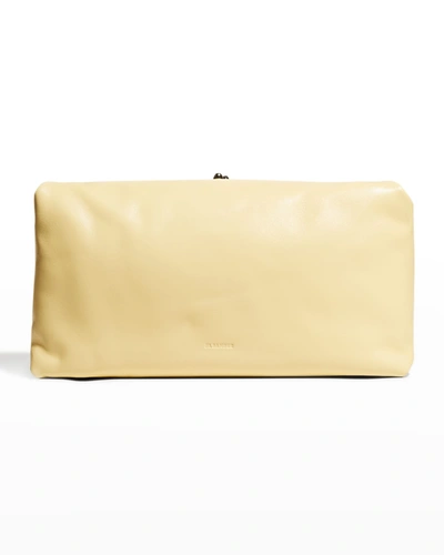 Jil Sander Goji Soft Leather Clutch Bag In Yellow