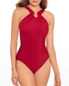 Miraclesuit Rock Solid Aphrodite Halter One-piece Swimsuit In Grenadine