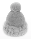 Pia Rossini Bailey Knit Beanie W/ Faux Fur-trim In Gry008 Grey