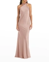 Lovely Draped Twist Halter Tie-back Trumpet Gown - Imogen In Toasted Sugar