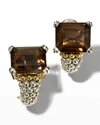 Lagos 18k Yellow Gold & Sterling Silver Glacier Smoky Quartz Caviar Beaded Large Half Hoop Earrings In Smoky Quartz