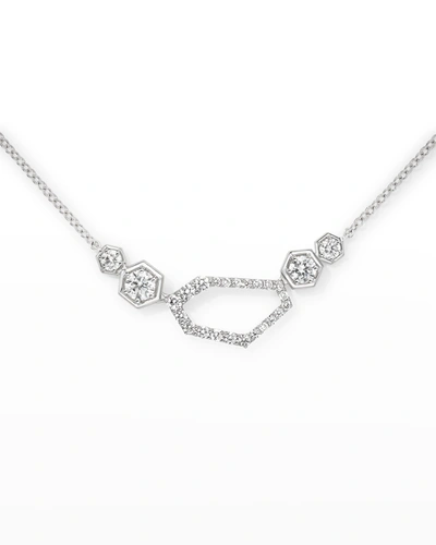 A. Link 18k White Gold 4 Luminous Diamond And Pav&eacute; Diamond Necklace