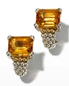 Lagos 18k Yellow Gold & Sterling Silver Glacier Citrine Caviar Beaded Large Half Hoop Earrings In Citrine