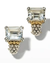 Lagos Glacier Two-tone 12x10mm Half Hoop Earrings In White Topaz