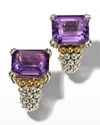 Lagos 18k Yellow Gold & Sterling Silver Glacier Amethyst Caviar Beaded Large Half Hoop Earrings In Amethyst