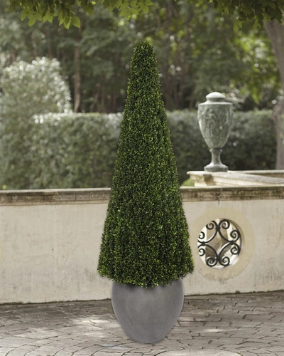 Ndi Faux Boxwood Cone Plant In Concrete Pot, 67"t