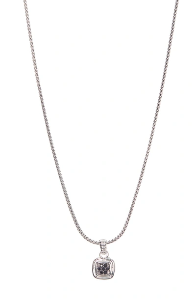 John Hardy Bedeg Sterling Silver Pavé Black Sapphire Cushion Pendant Necklace
