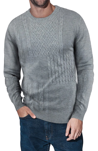 X-ray Mixed Knit Crew Neck Pullover Sweater In Light Grey