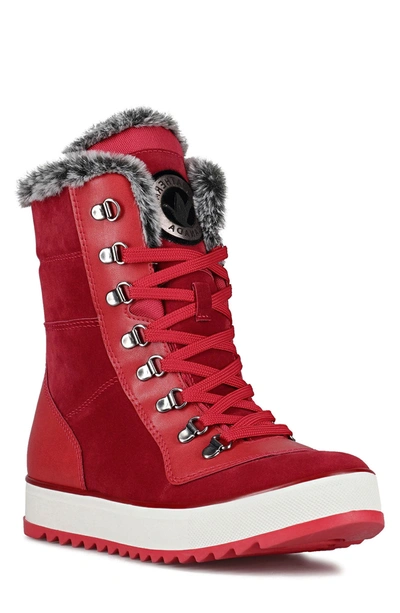 Aquatherm By Santana Canada Maya Faux Fur Lined Lace-up Boot In Red / White