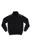 X-ray Shawl Collar Sweater With Faux Leather Piecing In Black