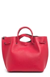 Markese Leather Top Handle Tote In Red
