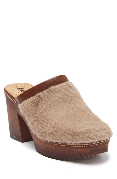 Korks Lori Faux Fur Slip-on Clog In Taupe Fur