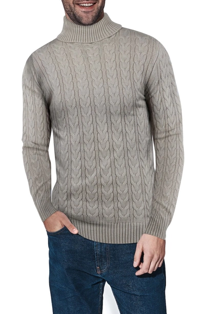 X-ray Cable Knit Turtleneck Sweater In Sand