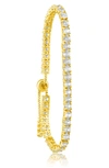 Cz By Kenneth Jay Lane Bolo Cz Tennis Bracelet In Clear/ Gold