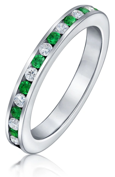 Bling Jewelry Sterling Silver London Blue Cz Eternity Band Ring In Green