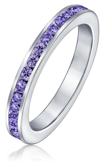 Bling Jewelry Sterling Silver London Blue Cz Eternity Band Ring In Purple