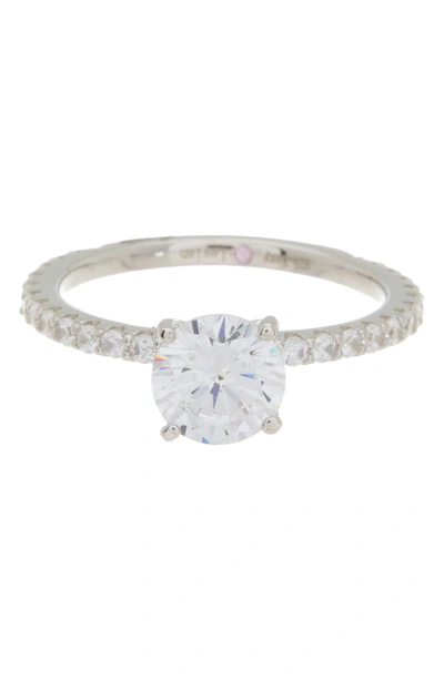 Suzy Levian Sterling Silver Round Cz Bridal Ring In White