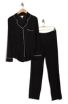 Nordstrom Rack Tranquility Long Sleeve Shirt & Pants Two-piece Pajama Set In Black