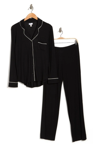 Nordstrom Rack Tranquility Long Sleeve Shirt & Pants Two-piece Pajama Set In Black