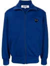 Comme Des Garçons Play Mens Navy Heart-appliqué Jersey Jacket Xxl In Blau