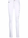 Philipp Plein Signature Embellished Skinny Jeans In Weiss
