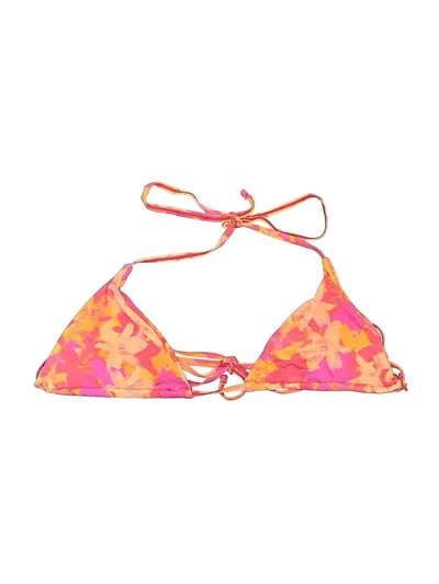 Pre-owned 437 Four Three Seven Swimsuit Top Orange Print Pattern Swimwear