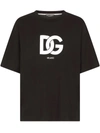 Dolce & Gabbana Cotton T-shirt With Dg Logo Print In Nero