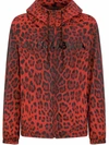 Dolce & Gabbana Men's Leopard Wind-resistant Hooded Jacket In Rot