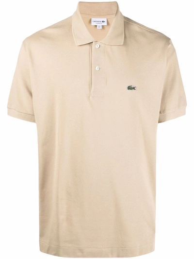 Lacoste Logo Embroidered Polo Shirt In Nude