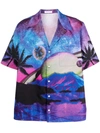 Valentino Short-sleeve Water Sky Printed Shirt In Violett