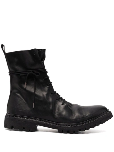 A Diciannoveventitre Lace-up Leather Boots In Schwarz