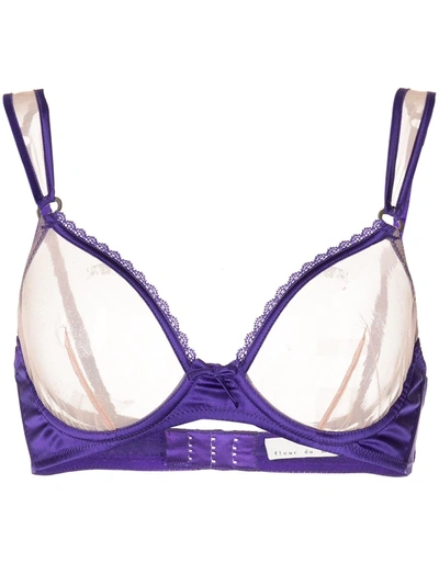 Fleur Du Mal Semi Sheer-panel Bra In 紫色