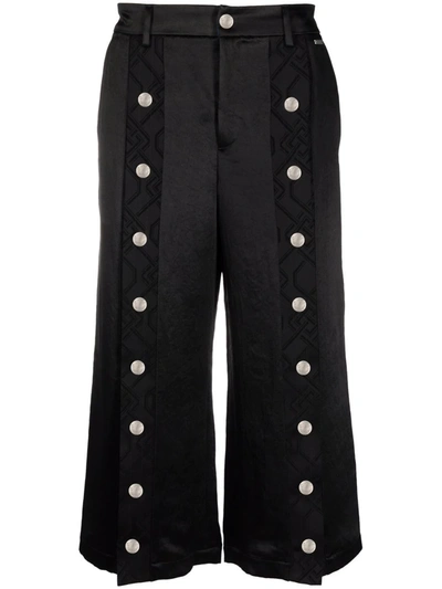 Koché Jacquard Button-detail Cropped Trousers In Black