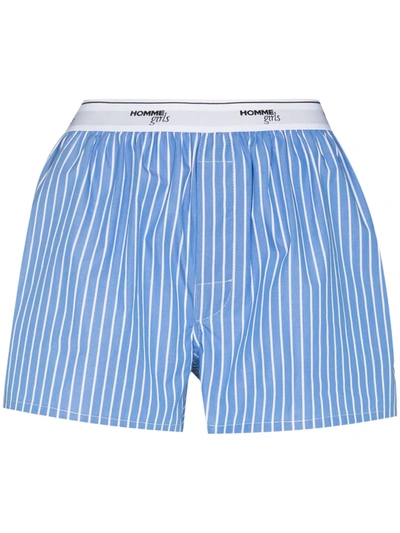 Hommegirls Logo-waistband Striped Boxers In Blue